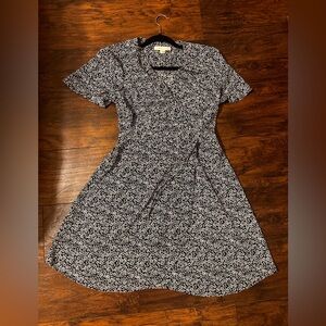 Black and white Monteau wrap-style dress